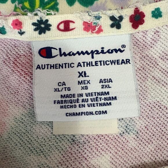 Champion Campus Print Sweatshirt White Multicolor Floral French Terry Size XL - Picture 5 of 6